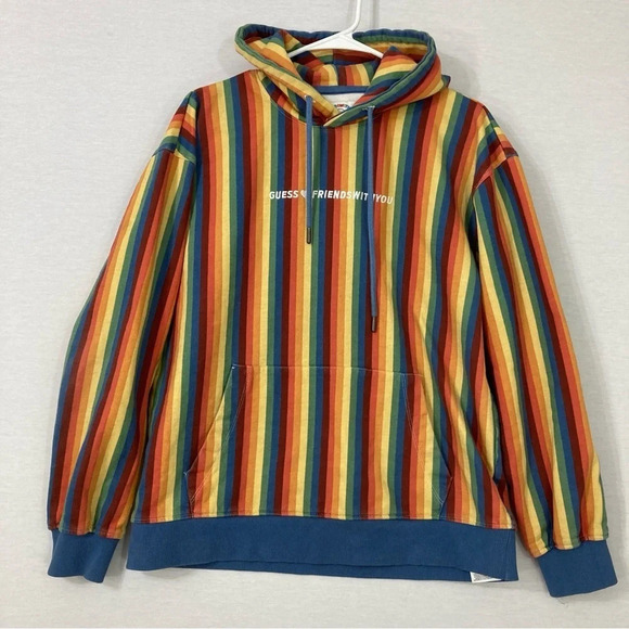 GUESS Originals x FriendsWithYou Striped Rainbow Hoodie size Small - Picture 3 of 12